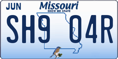 MO license plate SH9O4R