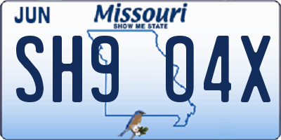 MO license plate SH9O4X