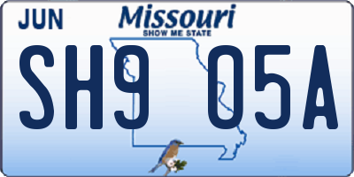 MO license plate SH9O5A