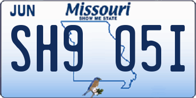 MO license plate SH9O5I