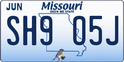 MO license plate SH9O5J