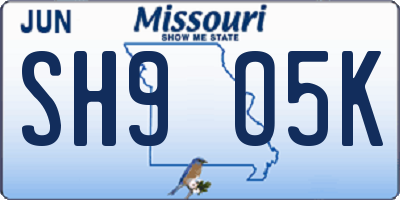 MO license plate SH9O5K
