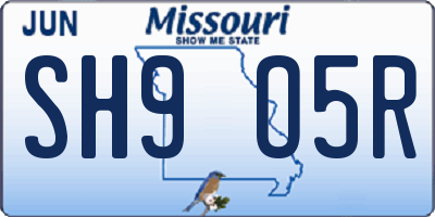 MO license plate SH9O5R