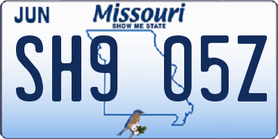 MO license plate SH9O5Z