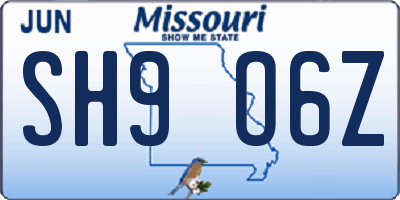 MO license plate SH9O6Z