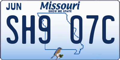 MO license plate SH9O7C