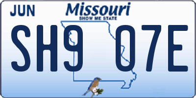 MO license plate SH9O7E