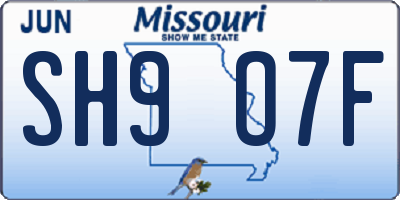 MO license plate SH9O7F