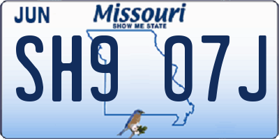 MO license plate SH9O7J