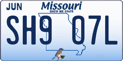 MO license plate SH9O7L
