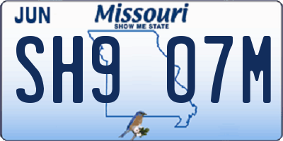 MO license plate SH9O7M