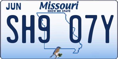 MO license plate SH9O7Y