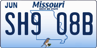 MO license plate SH9O8B