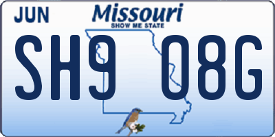 MO license plate SH9O8G