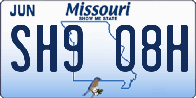 MO license plate SH9O8H