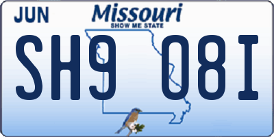 MO license plate SH9O8I