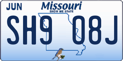 MO license plate SH9O8J