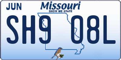MO license plate SH9O8L