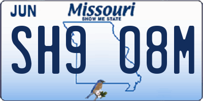 MO license plate SH9O8M
