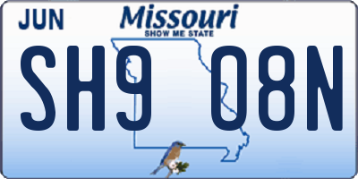 MO license plate SH9O8N