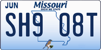 MO license plate SH9O8T