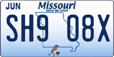 MO license plate SH9O8X