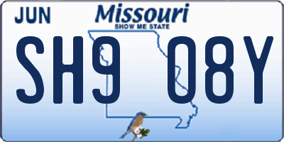 MO license plate SH9O8Y
