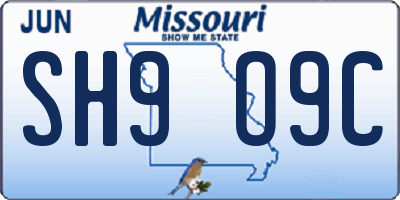 MO license plate SH9O9C