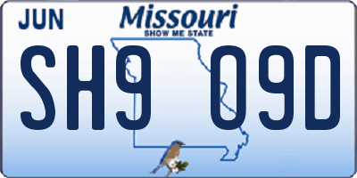 MO license plate SH9O9D