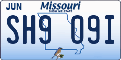 MO license plate SH9O9I
