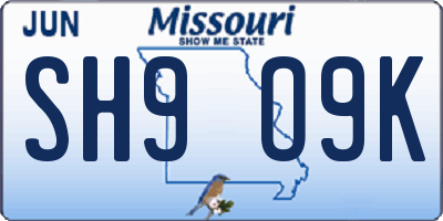 MO license plate SH9O9K