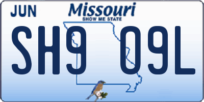 MO license plate SH9O9L