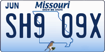 MO license plate SH9O9X
