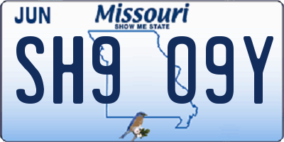 MO license plate SH9O9Y