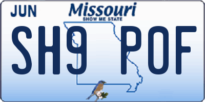 MO license plate SH9P0F