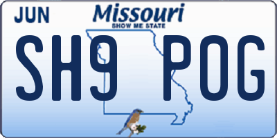 MO license plate SH9P0G