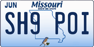 MO license plate SH9P0I