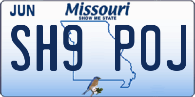 MO license plate SH9P0J
