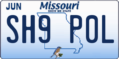 MO license plate SH9P0L