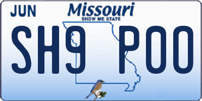 MO license plate SH9P0O