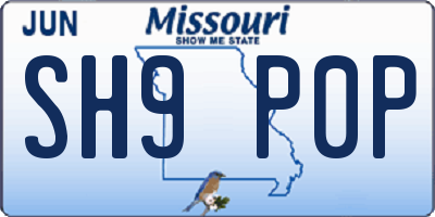MO license plate SH9P0P