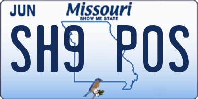 MO license plate SH9P0S