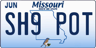 MO license plate SH9P0T