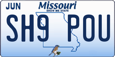 MO license plate SH9P0U