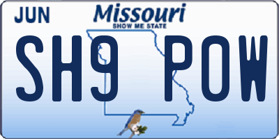 MO license plate SH9P0W