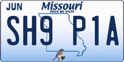 MO license plate SH9P1A