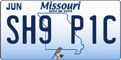 MO license plate SH9P1C