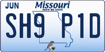 MO license plate SH9P1D