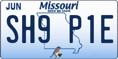 MO license plate SH9P1E