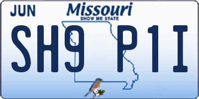 MO license plate SH9P1I
